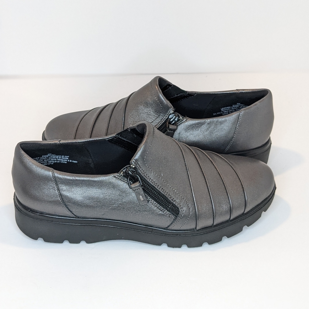 Easy spirit 360 Metallic Pewter  Leather Loafers